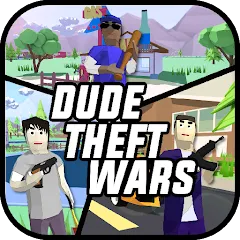 Скачать взлом Dude Theft Wars Shooting Games (Дуд Тефт Варс)  [МОД Все открыто] - стабильная версия apk на Андроид